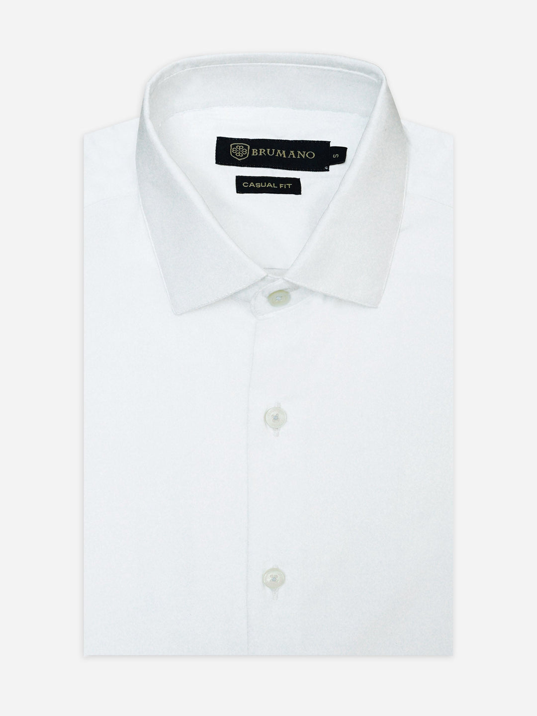 Brumano Mens RTW Solids Cotton Shirt White Stretch Shirt Casual Collection