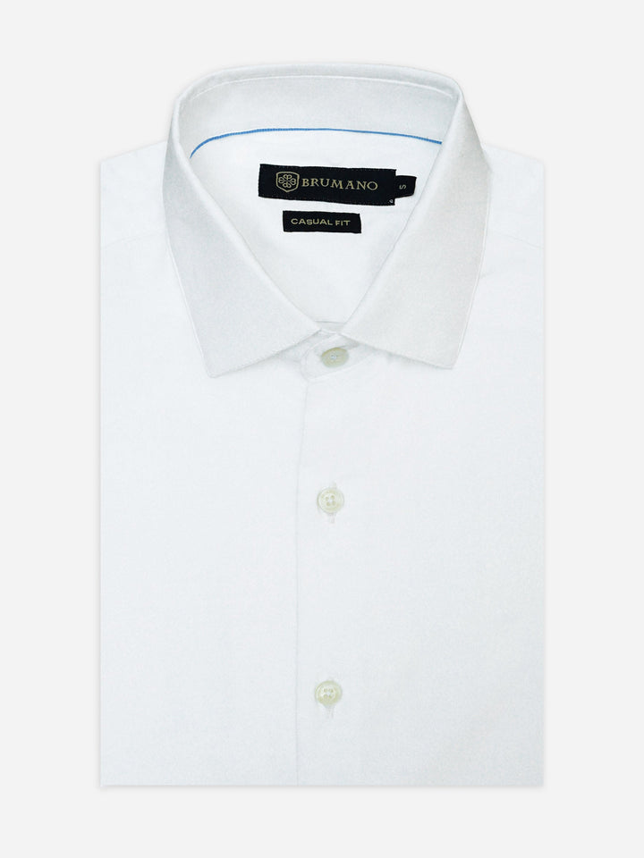 Brumano Ready To Wear Shirts Men 1 Piece Cotton White Satin Shirt With High Collar 0-31-025-4414 - Summer Collection