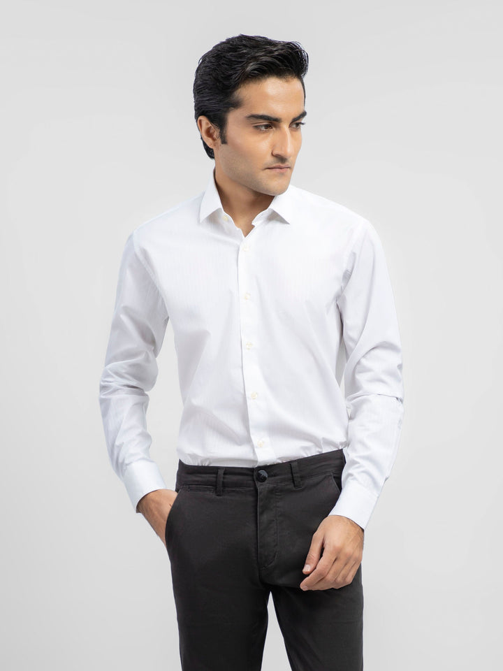 Brumano Ready To Wear Shirts Men 1 Piece Cotton White Striped Office Shirt With Cutaway Collar 0-32-023-2127 - Summer Collection