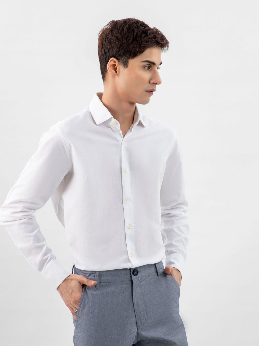 Brumano Ready To Wear Shirts Men 1 Piece Cotton White Structured Formal Shirt 0-32-024-2026 - Summer Collection