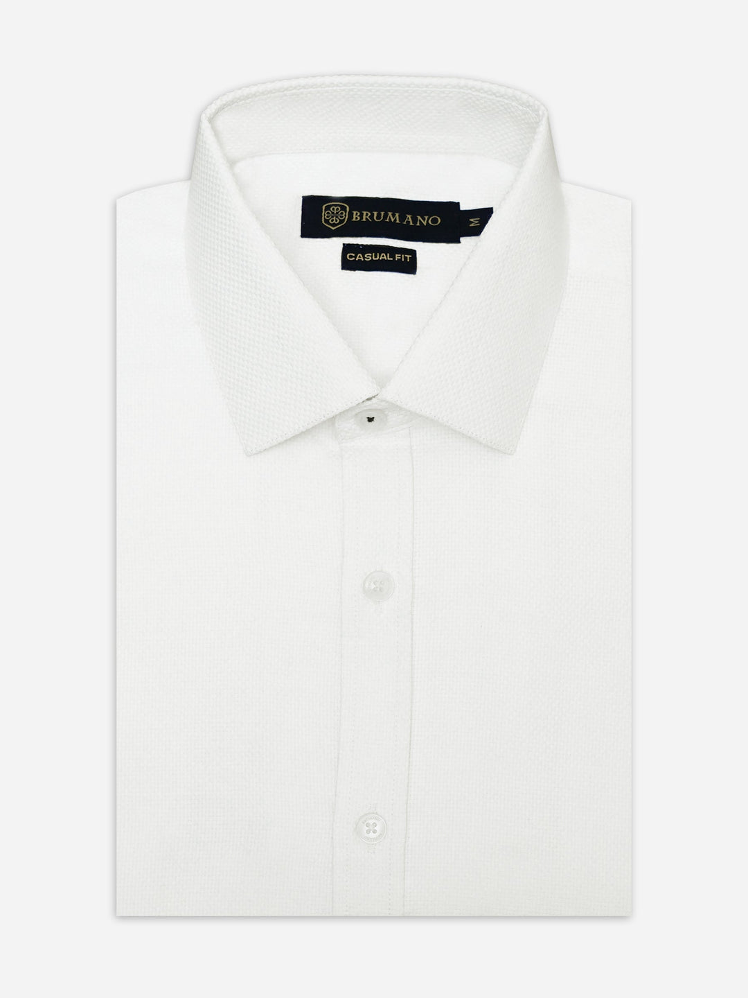 Brumano Mens RTW Solids Cotton Shirt White Structured Casual Collection