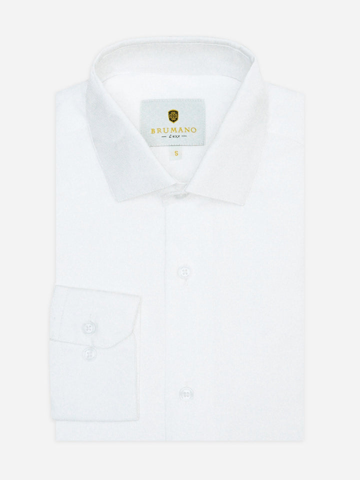 Brumano Ready To Wear Shirts Men 1 Piece Cotton White Structured Shirt With High Collar Luxe 0-32-025-3507 - Summer Collection