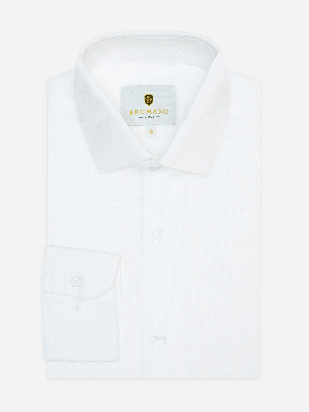 Brumano Ready To Wear Shirts Men 1 Piece Cotton White Structured Shirt With High Collar Luxe 0-32-025-3507 - Summer Collection