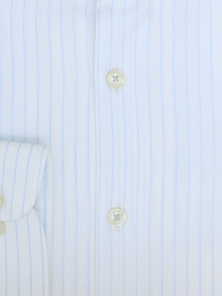 Brumano Ready To Wear Shirts Men 1 Piece Cotton White & Blue Formal Shirt With Printed Collar 0-32-023-2094 - Summer Collection