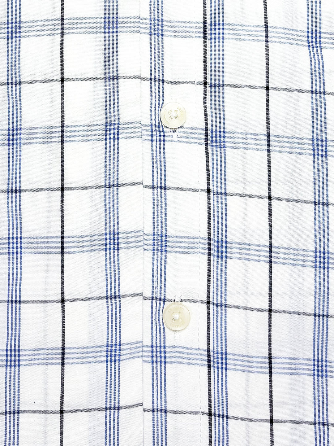 Brumano Ready To Wear Shirts Men 1 Piece Cotton White & Blue Windowpane Formal Checkered Shirt 0-31-025-4484 - Summer Collection