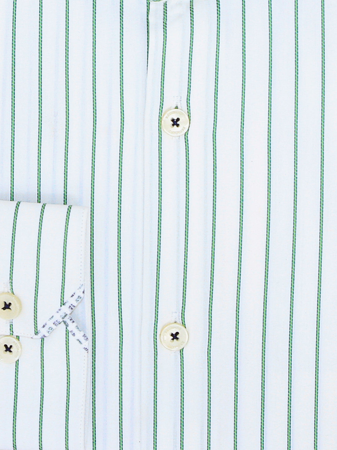 Brumano Ready To Wear Shirts Men 1 Piece Cotton White & Green Striped Formal Shirt 0-32-023-2035 - Summer Collection