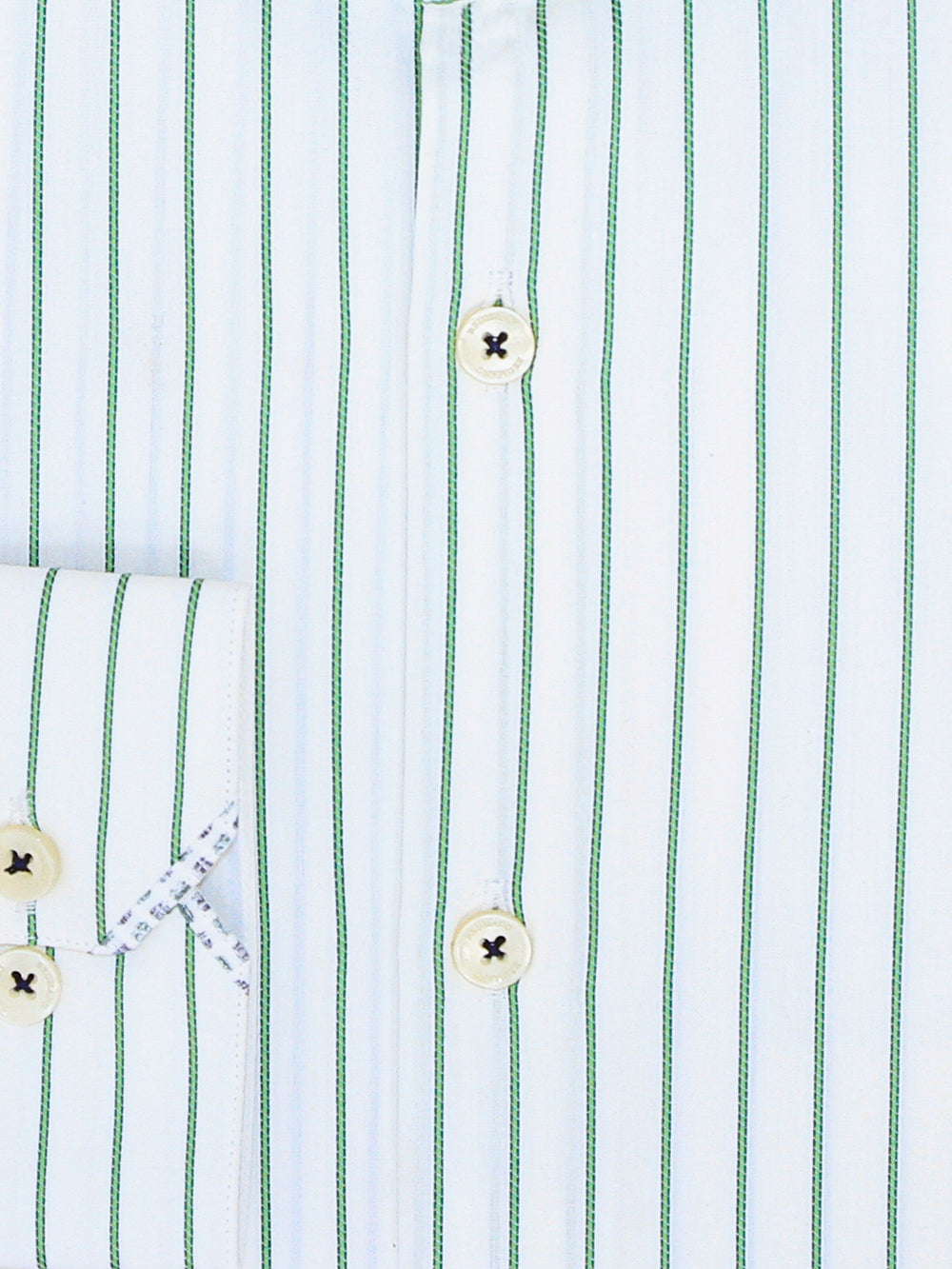 Brumano Ready To Wear Shirts Men 1 Piece Cotton White & Green Striped Formal Shirt 0-32-023-2035 - Summer Collection