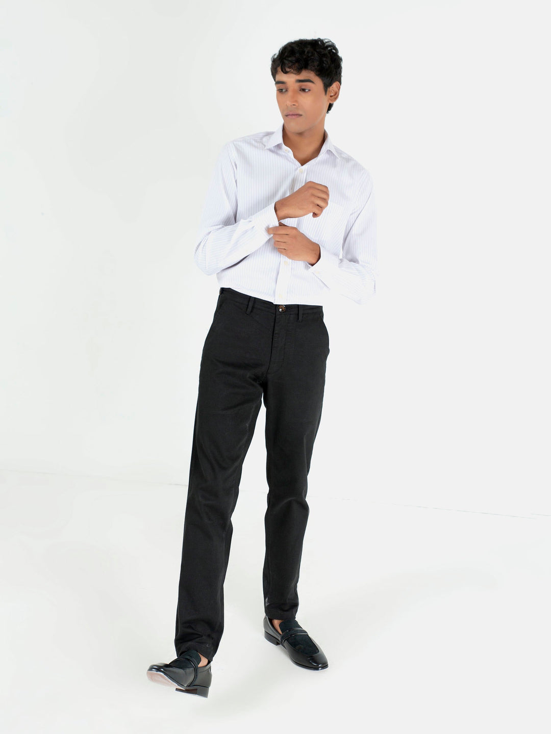 Brumano Ready To Wear Shirts Men 1 Piece Cotton White & Purple Striped Formal Shirt 0-31-023-1670 - Summer Collection