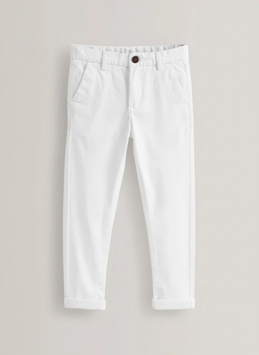 Ixample Boys RTW Solids Cotton Twill 1 Piece White Chino Trouser - Casual Collection