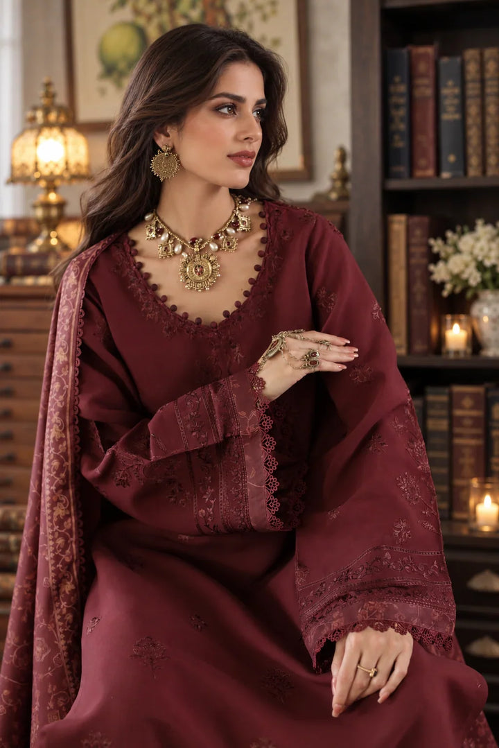 Noor by Saadia Asad Unstitched Embroidered Linen 3 Piece Suit SA26UNL D3 B - Winter Collection