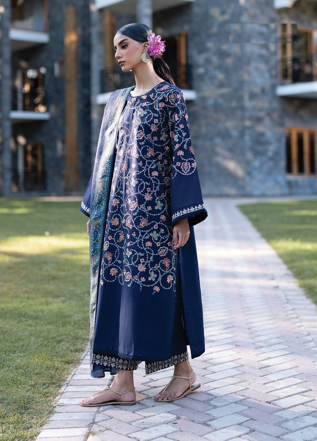 Extended Stay by Xenia Formals Unstitched Embroidered Khaddar 3 Piece Suit XE26UES 01-Ellis Winter Collection