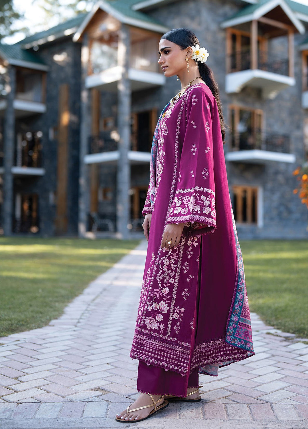 Extended Stay by Xenia Formals Unstitched Embroidered Khaddar 3 Piece Suit XE26UES 08-Shela - Winter Collection