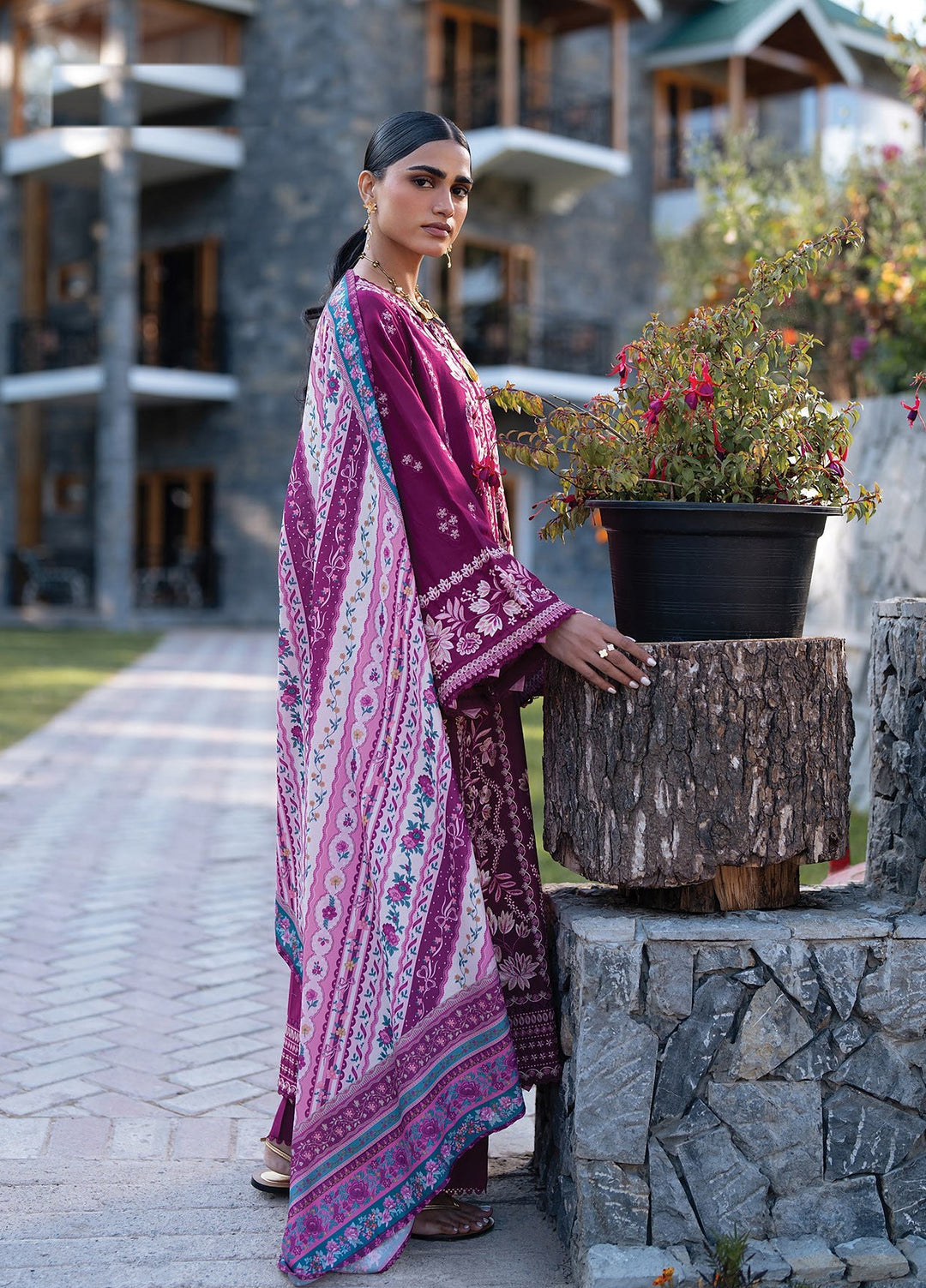 Extended Stay by Xenia Formals Unstitched Embroidered Khaddar 3 Piece Suit XE26UES 08-Shela - Winter Collection