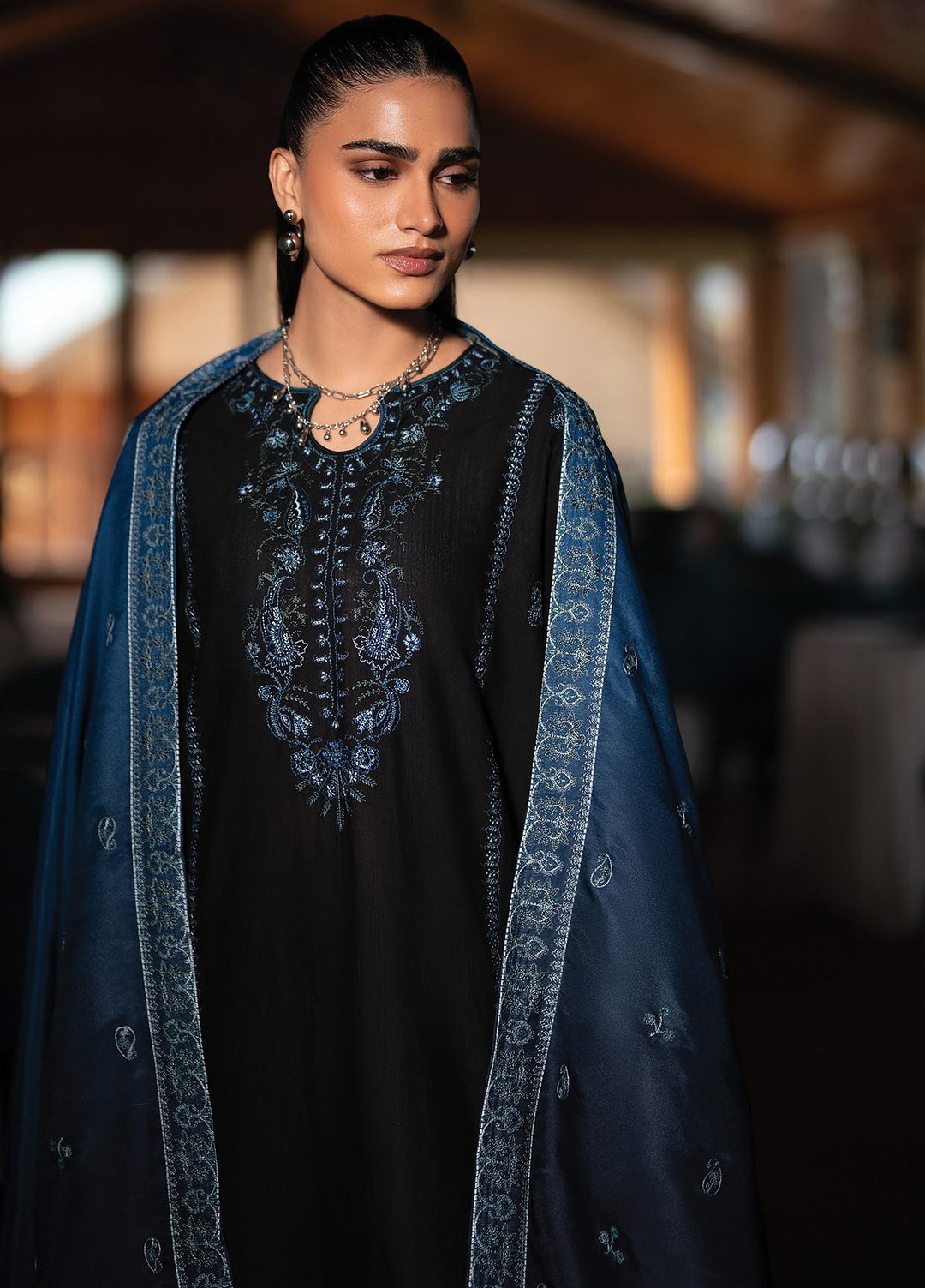 Extended Stay by Xenia Formals Unstitched Embroidered Khaddar 3 Piece Suit XE26UES 06-Simorah - Winter Collection