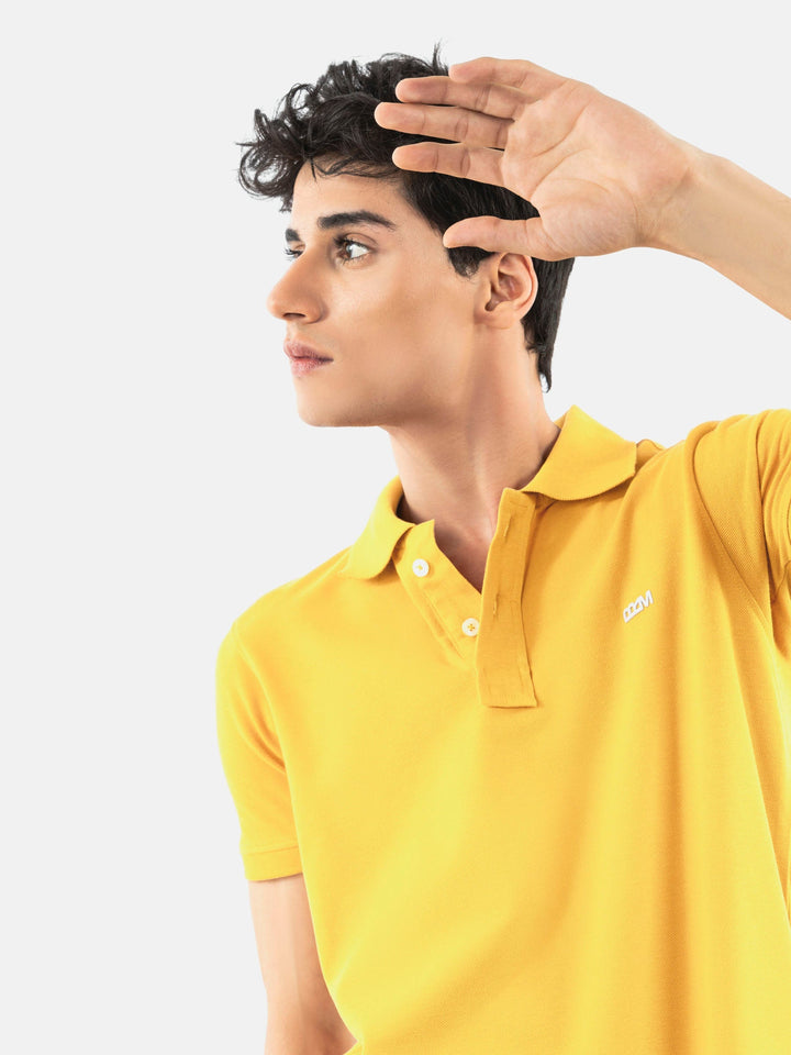Brumano  Solids Cotton Polo Yellow Basic Pique Polo Shirt
