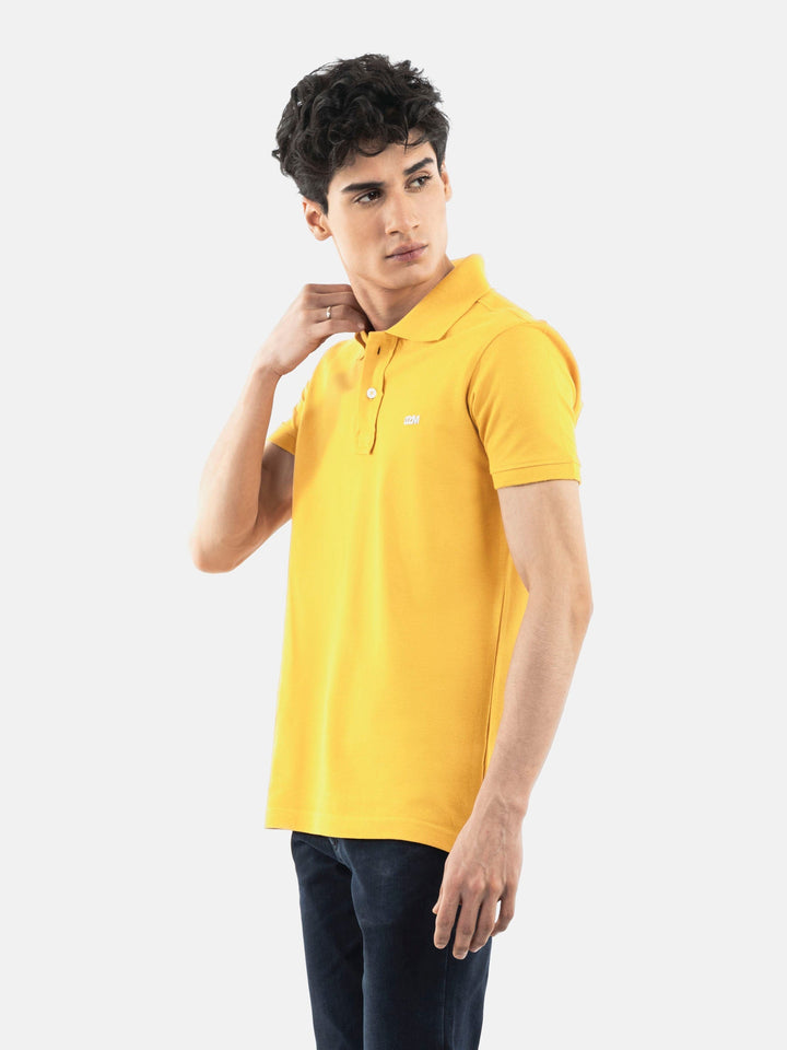 Brumano  Solids Cotton Polo Yellow Basic Pique Polo Shirt