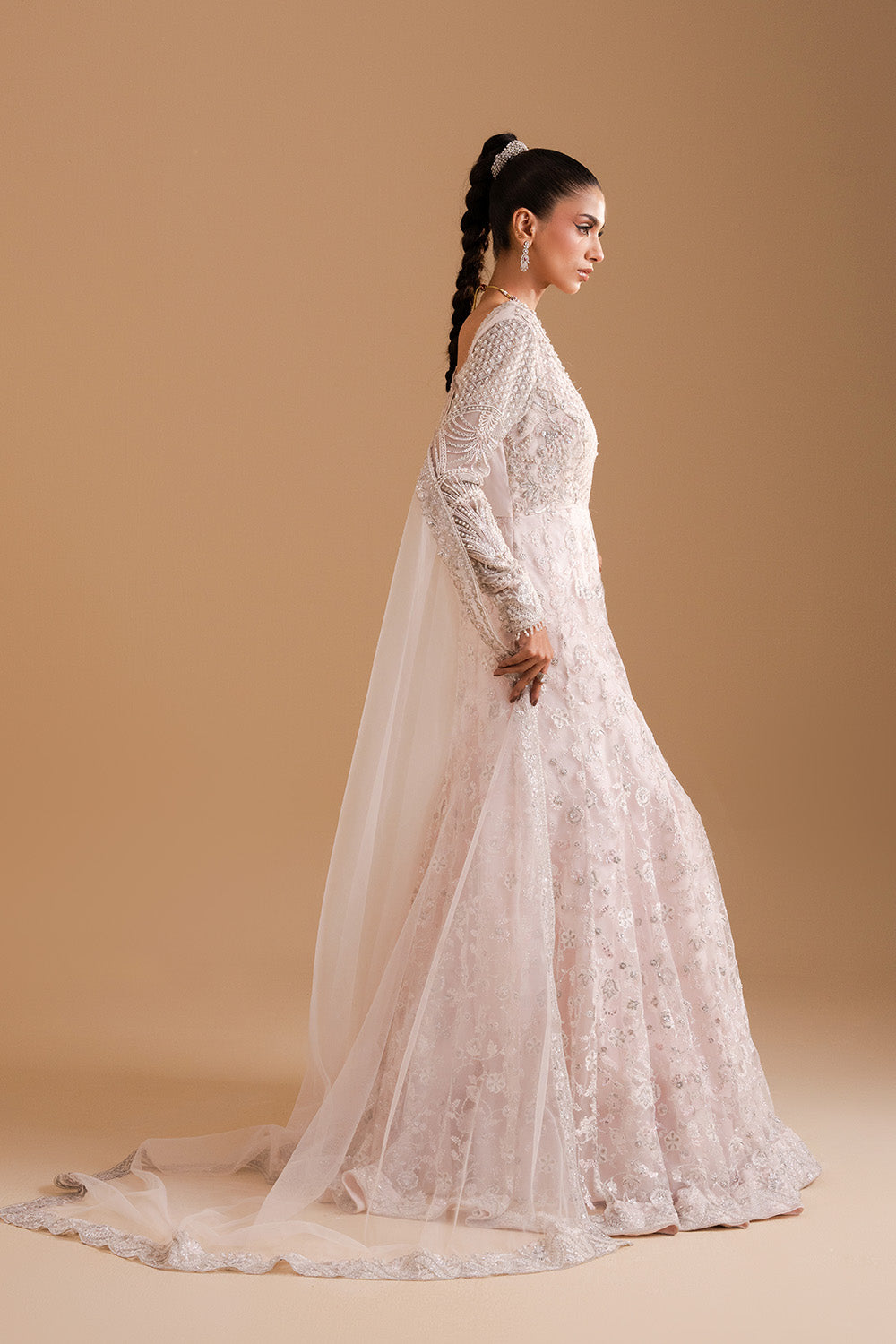 Afsany by Zariya RTW Embroidered Bareeze Net 3 Piece Suit BLUSH ZB50032 Festive Collection