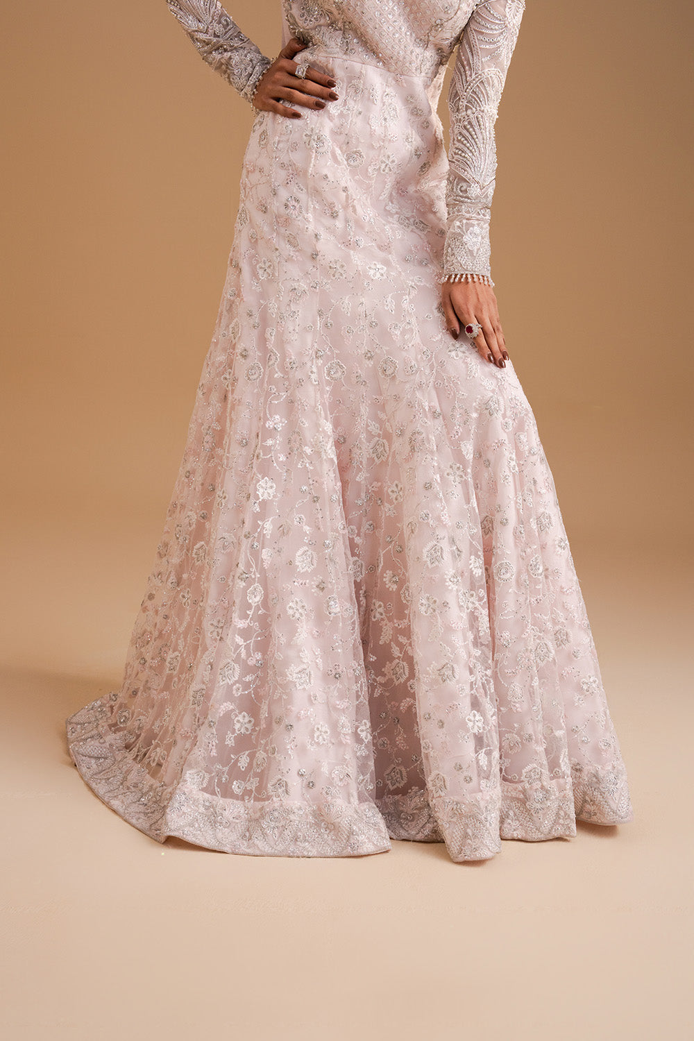 Afsany by Zariya RTW Embroidered Bareeze Net 3 Piece Suit BLUSH ZB50032 Festive Collection
