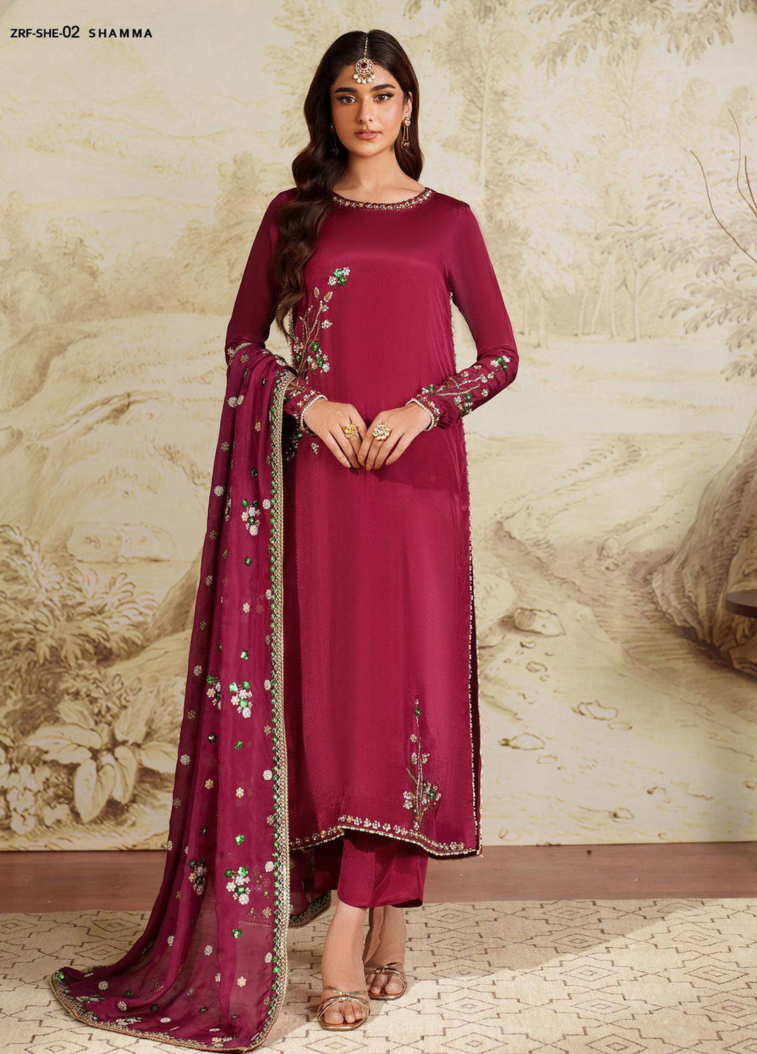 Saheera by Zarif Embroidered Raw Silk Suits Unstitched 3 Piece ZR25UF SHE-02 Shamma - Festive Collection