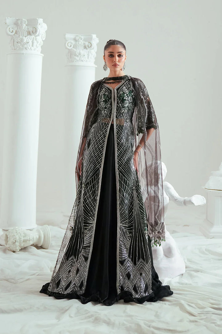 Elyse by Zariya Unstitched Embroidered Net 3 Piece Suit ZA26UEW Emeralda ZSU-6302 - Wedding Collection