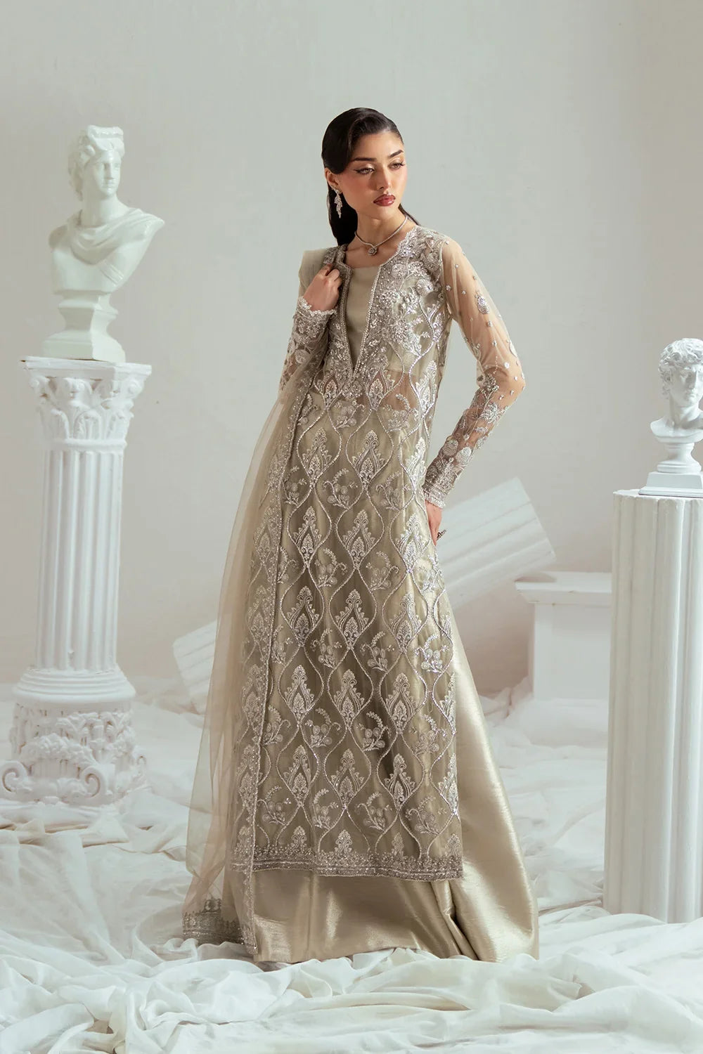 Elyse by Zariya Unstitched Embroidered Net 3 Piece Suit ZA26UEW Sandrine ZSU-6303 - Wedding Collection