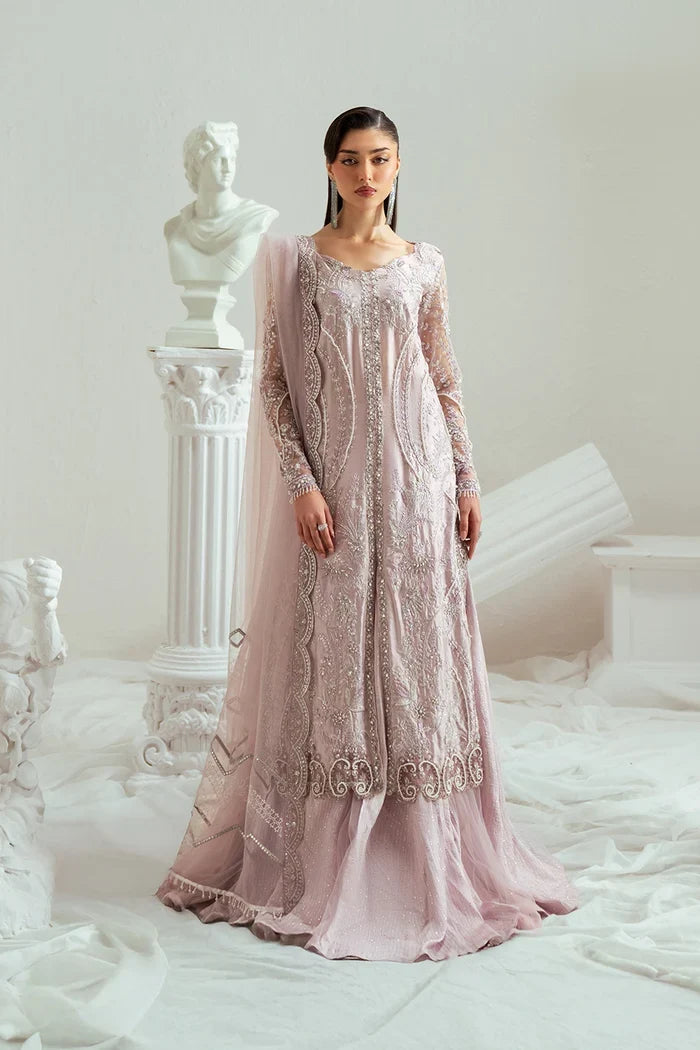 Elyse by Zariya Unstitched Embroidered Net 3 Piece Suit ZA26UEW Mauvette ZSU-6304 - Wedding Collection