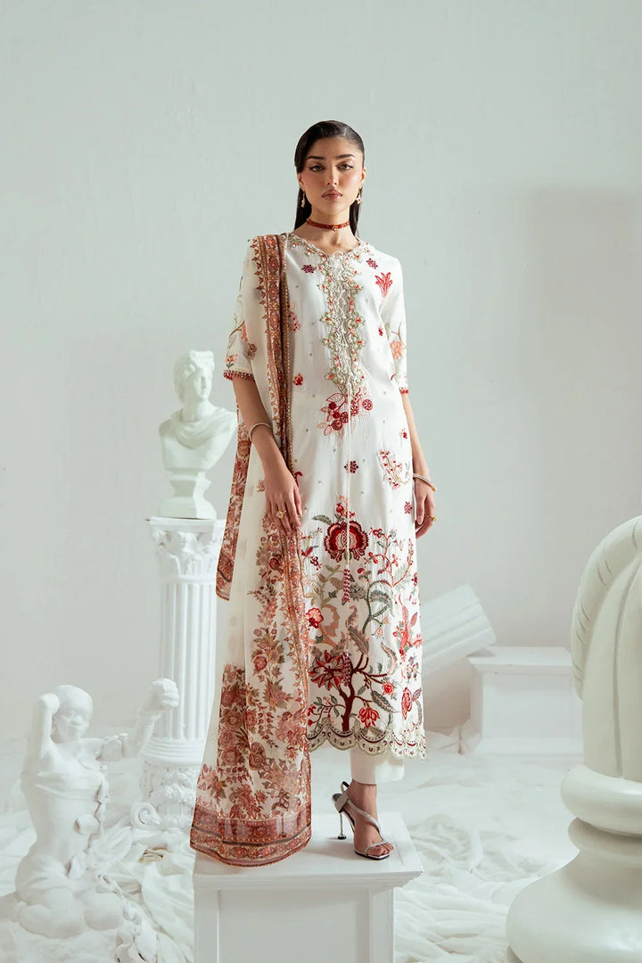 Elyse by Zariya Unstitched Embroidered Organza 3 Piece Suit ZA26UEW Ivorina ZSU-6305 - Wedding Collection