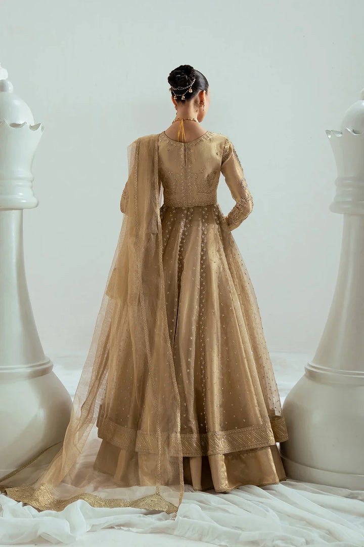 Elyse by Zariya Unstitched Embroidered Net 3 Piece Suit ZA26UEW Aurelia Gold ZSU-6307 - Wedding Collection