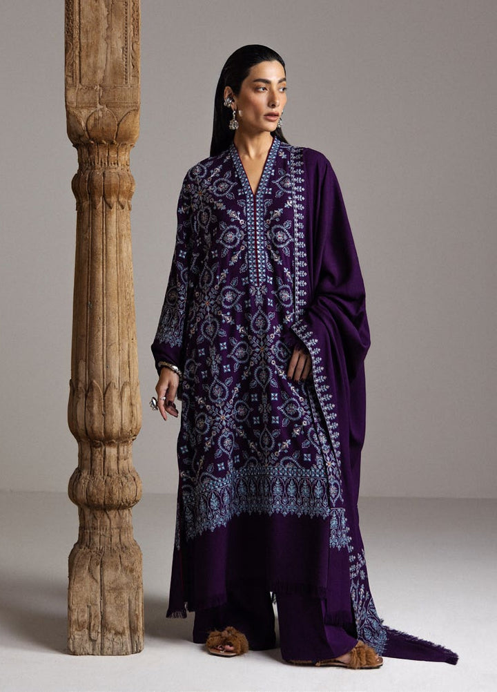 Saraab by Zara Shahjahan Unstitched Embroidered Marina 3 Piece Suit ZS26USW Banafsha - Winter Collection