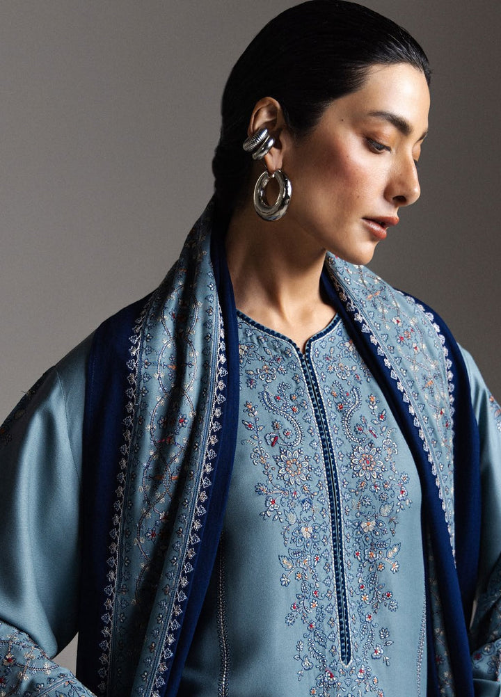 Saraab by Zara Shahjahan Unstitched Embroidered Marina 3 Piece Suit ZS26USW Firoza - Winter Collection