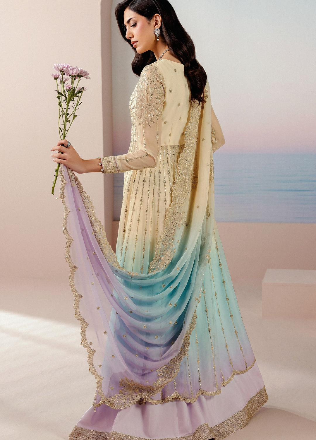Roselle by Zarif Unstitched Embroidered Chiffon 3 Piece Suit ZR26UR ZRRPE-OPALINE 03 - Festive Collection