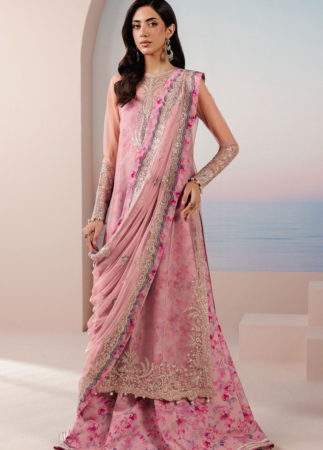 Roselle by Zarif Unstitched Embroidered Net 3 Piece Suit ZR26UR ZRRPE-TWIRL 08 - Festive Collection