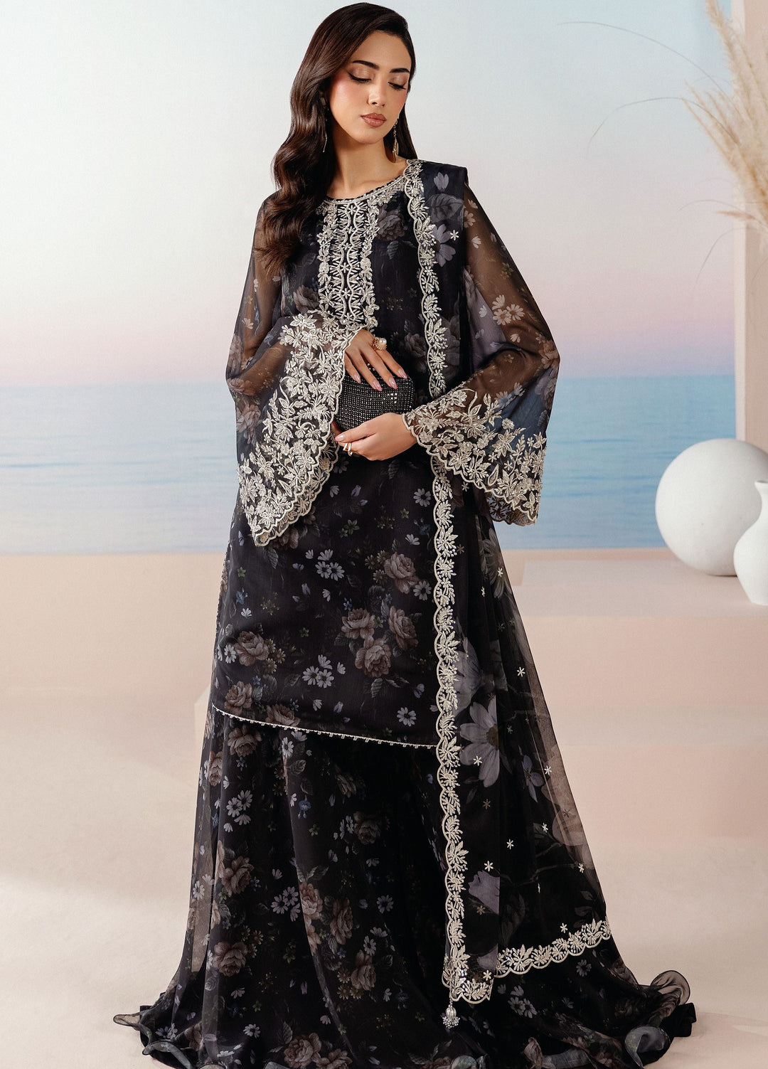 Roselle by Zarif Unstitched Embroidered Chiffon 3 Piece Suit ZR26UR  ZRRPE-VELOURA 05 - Festive Collection