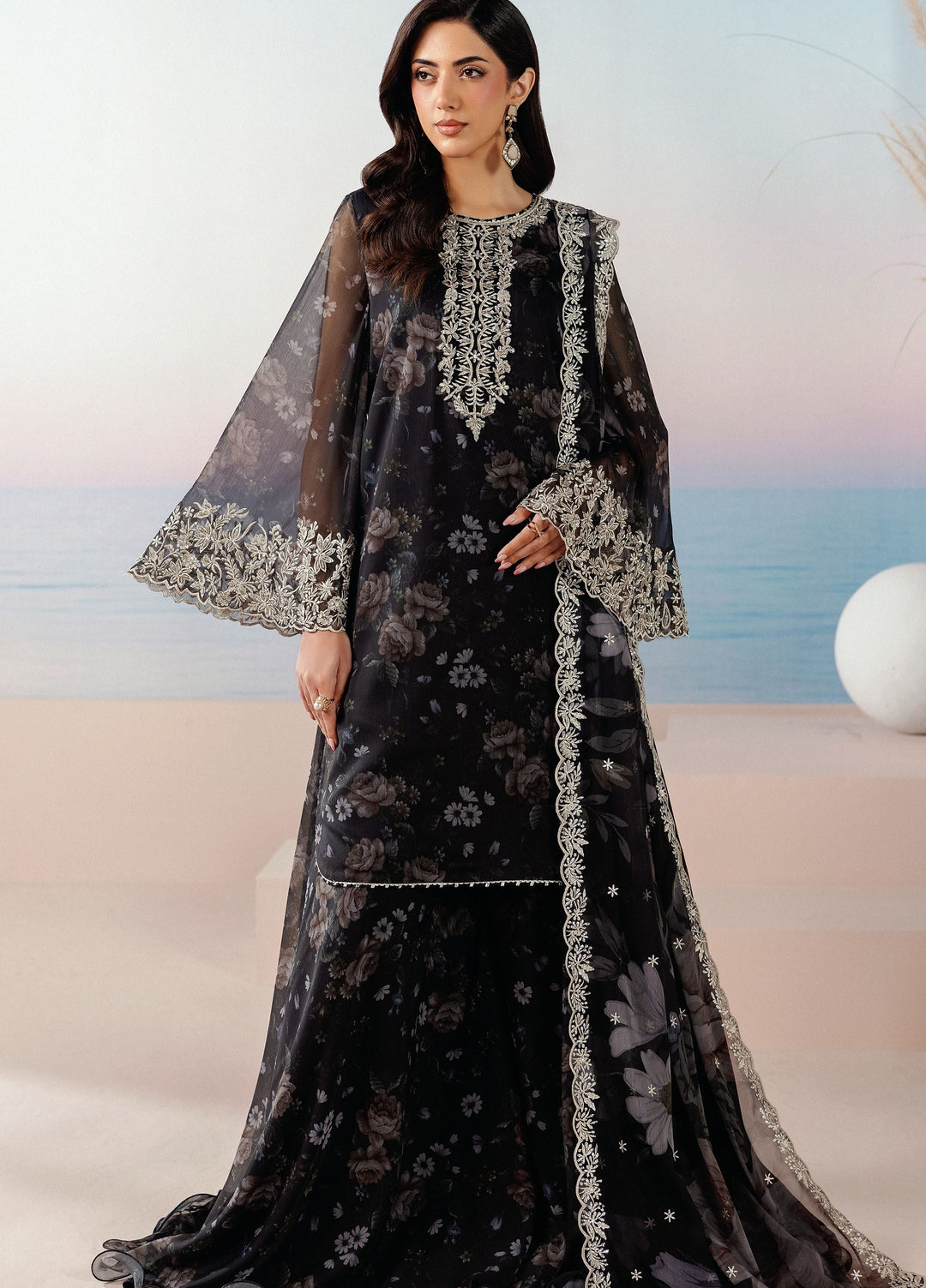 Roselle by Zarif Unstitched Embroidered Chiffon 3 Piece Suit ZR26UR  ZRRPE-VELOURA 05 - Festive Collection