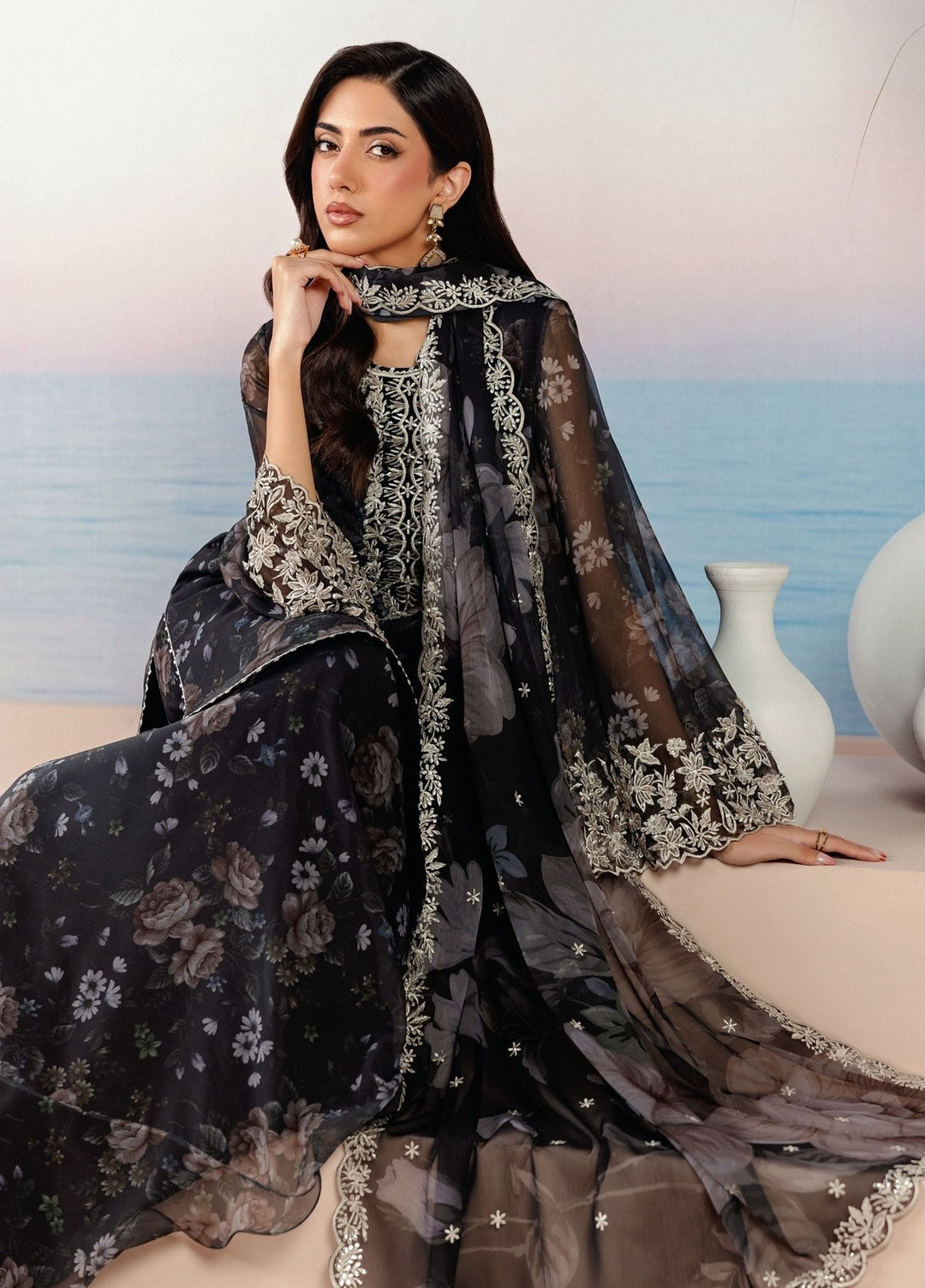 Roselle by Zarif Unstitched Embroidered Chiffon 3 Piece Suit ZR26UR  ZRRPE-VELOURA 05 - Festive Collection