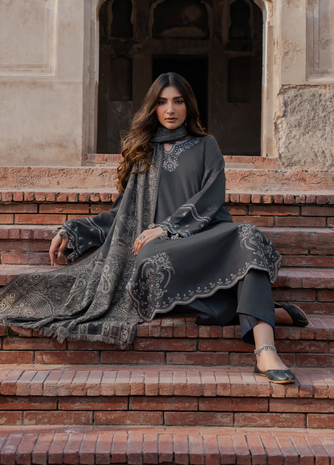 Nooraniyat by Izel Embroidered wool Suits Unstitched 3 Piece IZ25NW Zarmin - Winter Collection