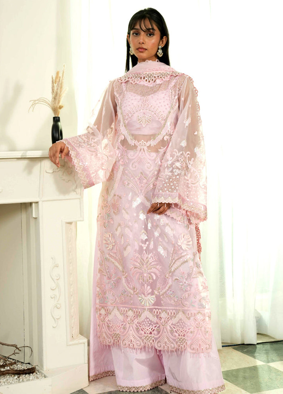 Zebtan Women Unstitched Embroidered Chiffon 3 Piece Suit ZM-04 Festive Collection