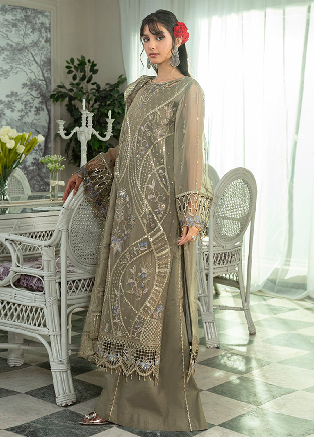 Zebtan Women Unstitched Embroidered Chiffon 3 Piece Suit ZM-07 Festive Collection