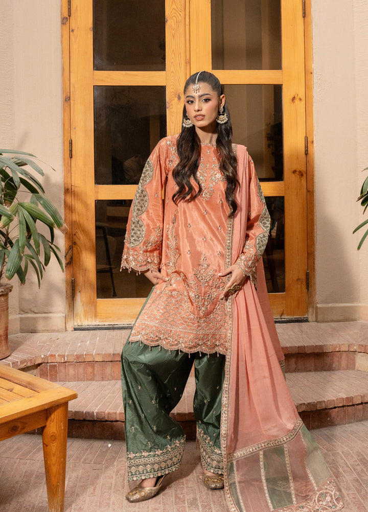 Zebtan Women Unstitched Embroidered Raw Silk 3 Piece Suit MZ-06 Festive Collection