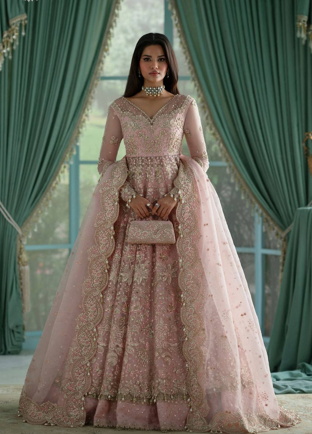 Afsana by Zevk Unstitched Embroidered Organza 3 Piece Suit ZV26UAW Anarkali - Wedding Collection