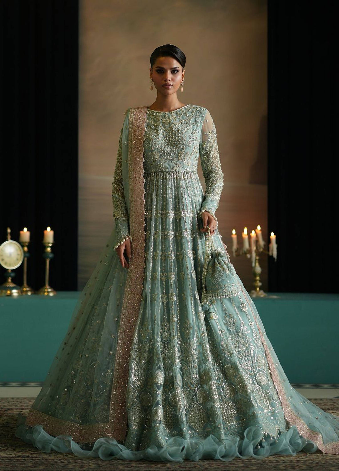 Afsana by Zevk Unstitched Embroidered Net 3 Piece Suit ZV26UAW Jahanara - Wedding Collection