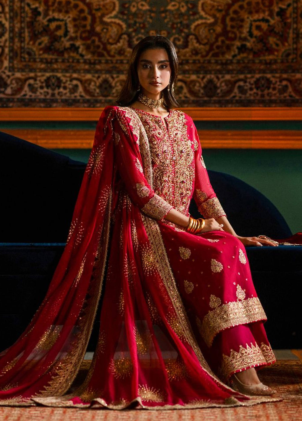 Afsana by Zevk Unstitched Embroidered Chiffon 3 Piece Suit ZV26UAW Rubai - Wedding Collection