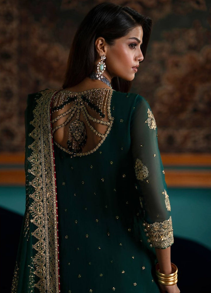 Afsana by Zevk Unstitched Embroidered Chiffon 3 Piece Suit ZV26UAW ZAMRUD - Wedding Collection