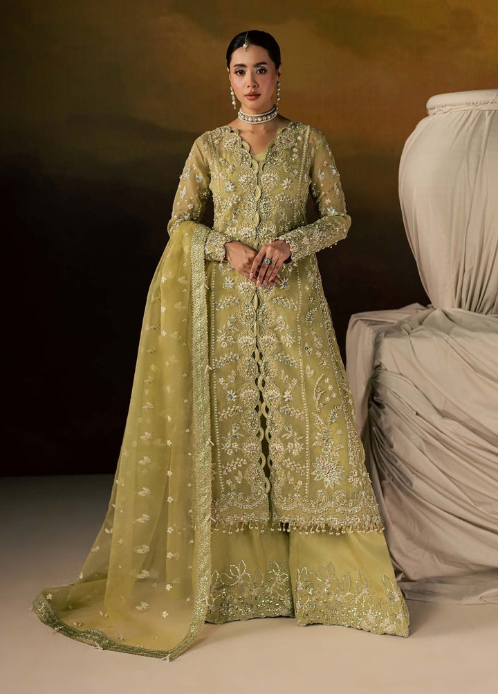 Zeynor by Aylin Unstitched Hand work Organza 3 Piece Suit AY26UZO Selenite - Wedding Collection
