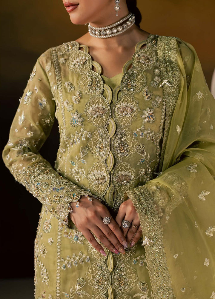 Zeynor by Aylin Unstitched Hand work Organza 3 Piece Suit AY26UZO Selenite - Wedding Collection