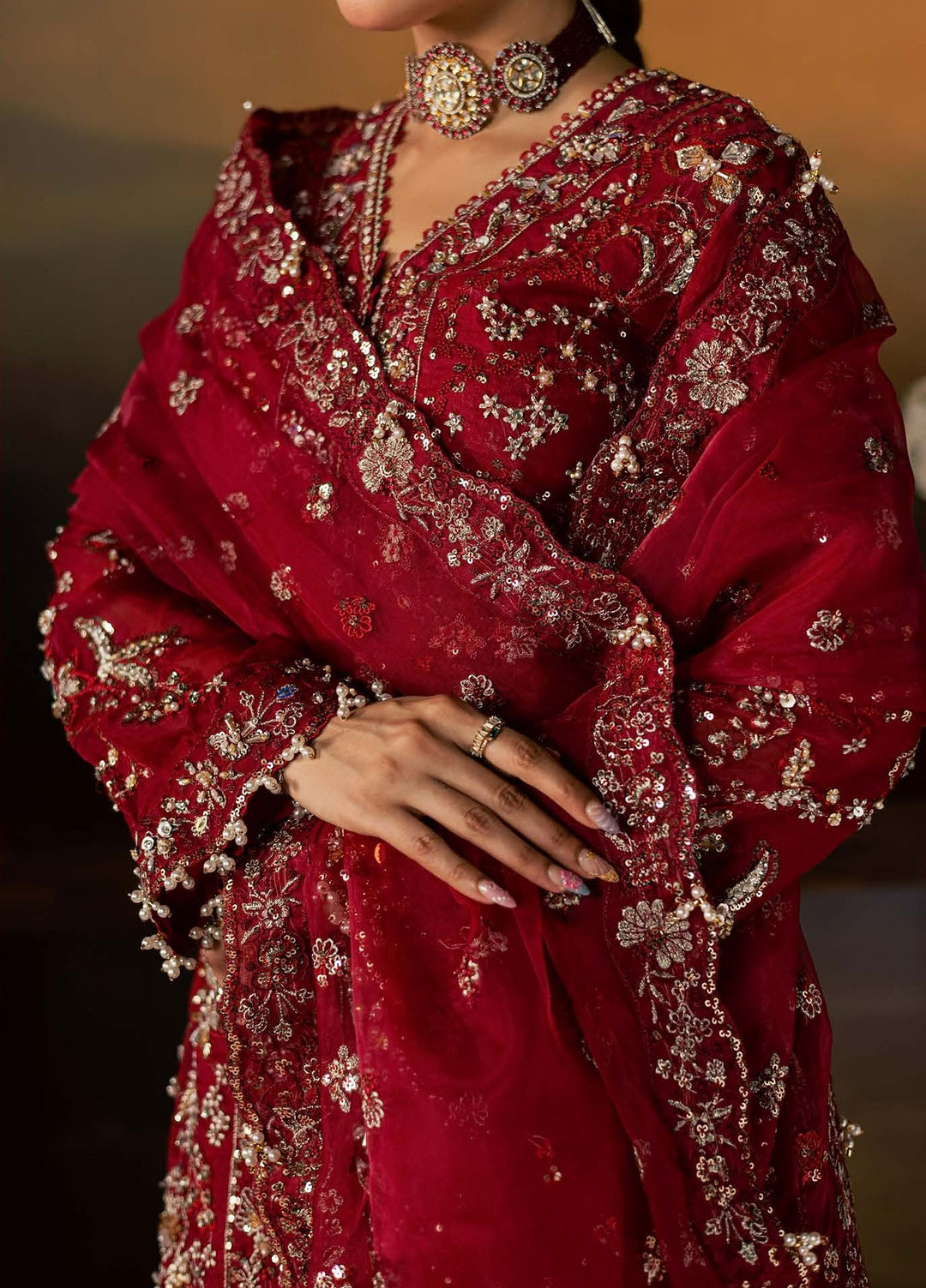 Zeynor by Aylin Unstitched Hand work Organza 3 Piece Suit AY26UZO Firestone - Wedding Collection