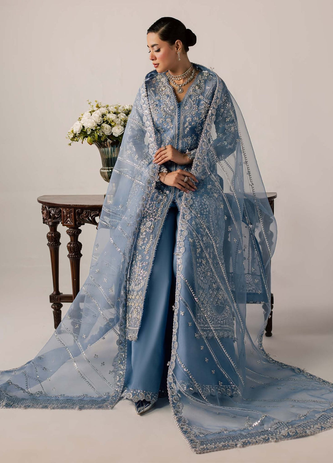 Zeynor by Aylin Unstitched Hand work Organza 3 Piece Suit AY26UZO Serpentine - Wedding Collection