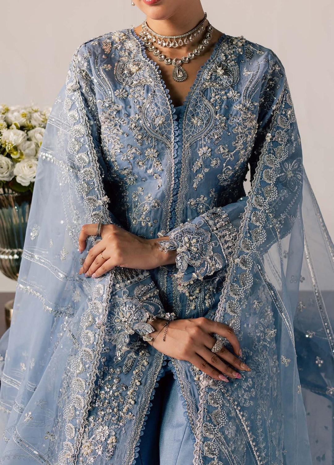 Zeynor by Aylin Unstitched Hand work Organza 3 Piece Suit AY26UZO Serpentine - Wedding Collection