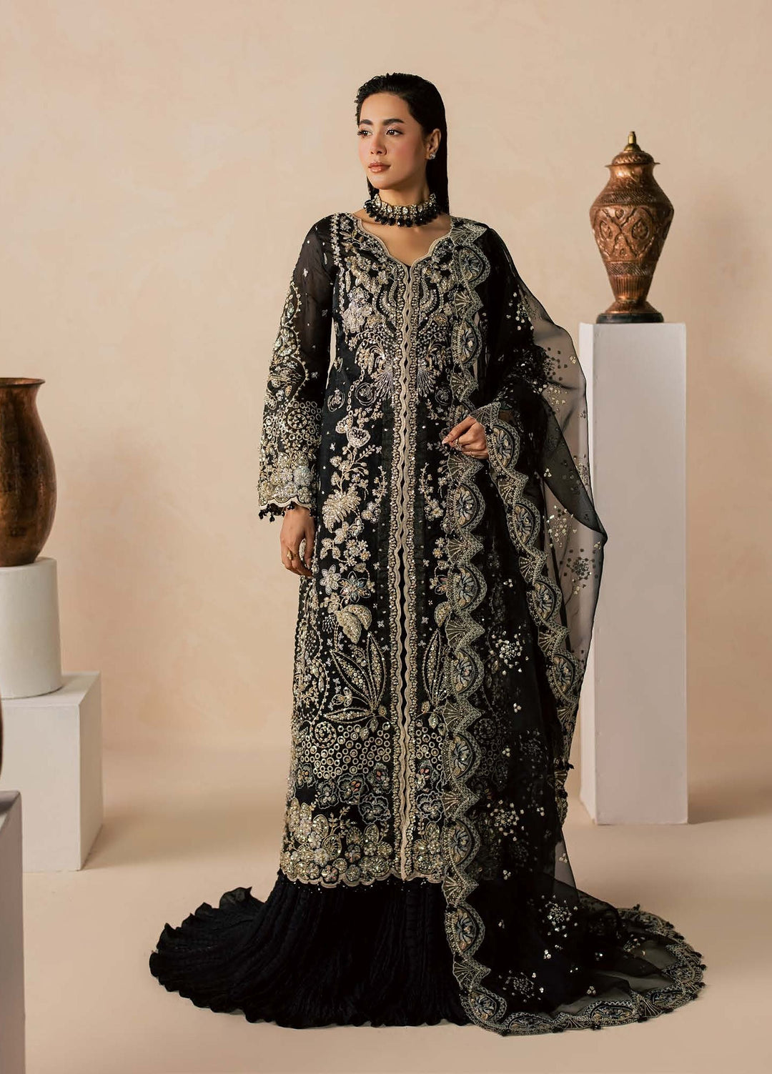 Zeynor by Aylin Unstitched Hand work Organza 3 Piece Suit AY26UZO Beryl - Wedding Collection