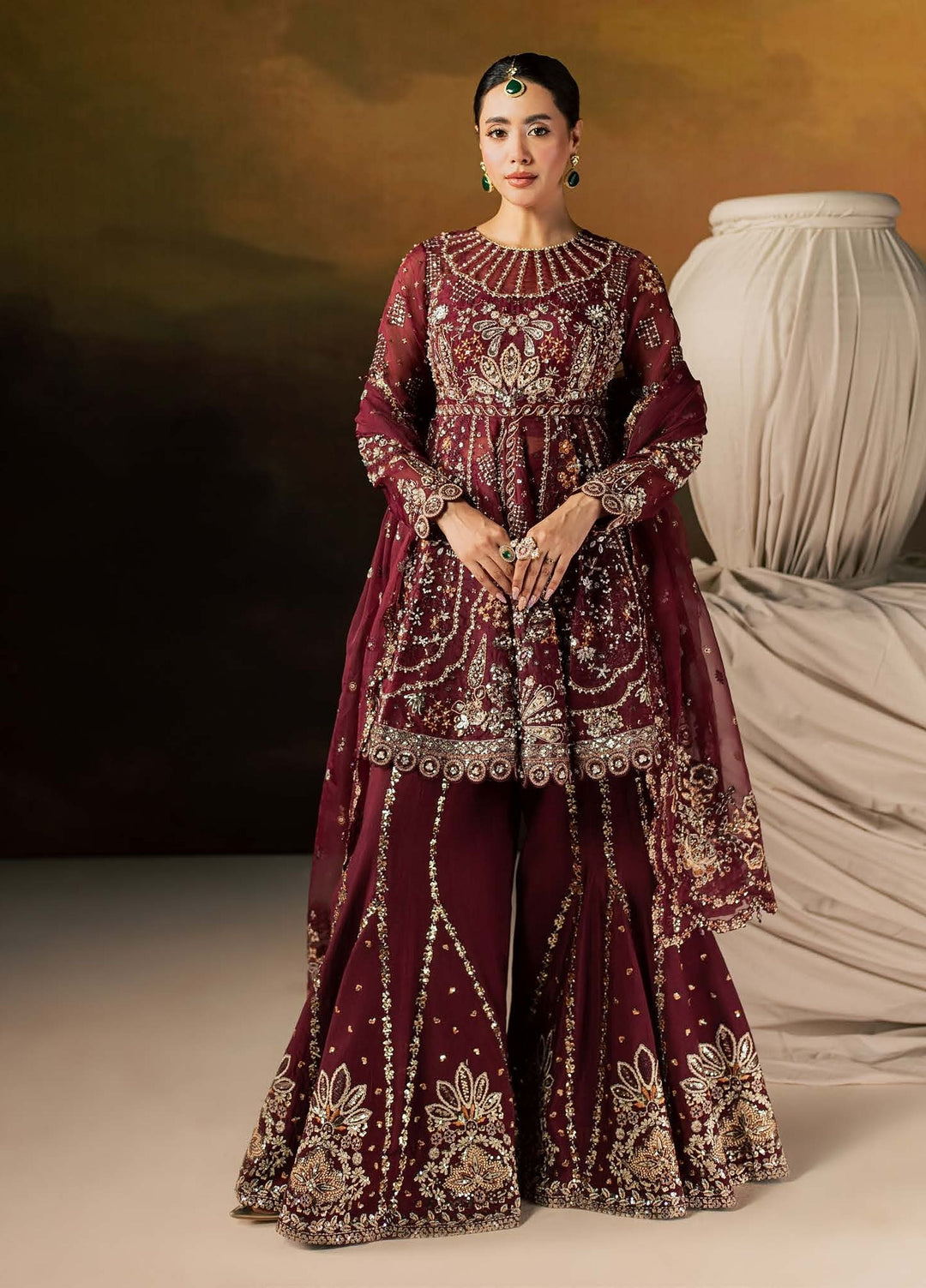 Zeynor by Aylin Unstitched Hand work Organza 3 Piece Suit AY26UZO Spinel - Wedding Collection